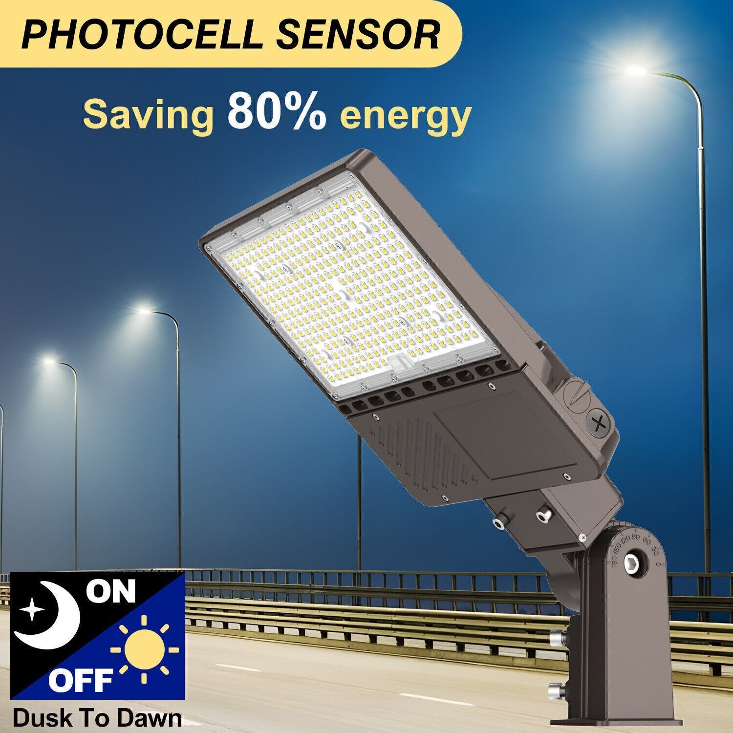 150W LED Parking Lot Light 22,500LM Outdoor Commercial Shoebox Street Fixture UL