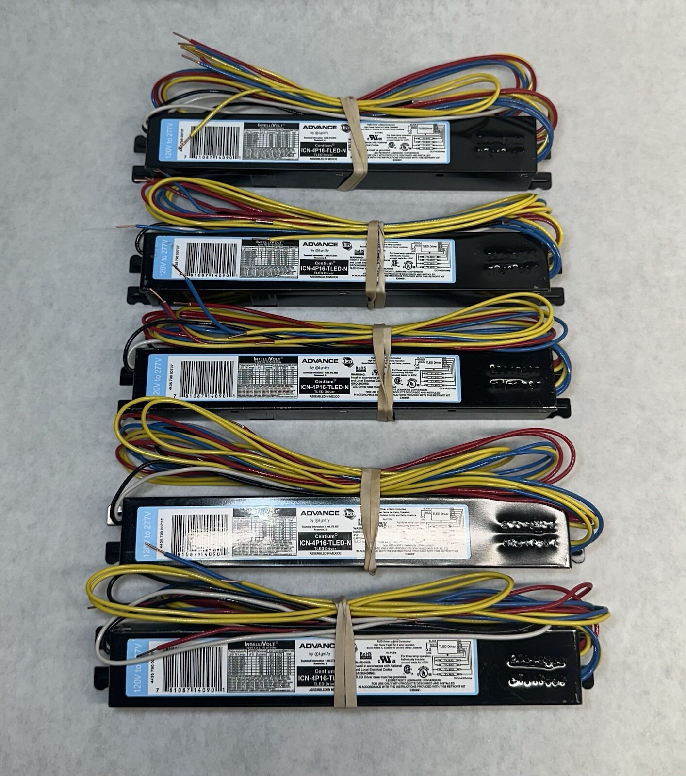 NEW (Lot of 5) Advance ICN-4P16-TLED-N LED T8 Driver, 120V to 277V, 4-Lamp
