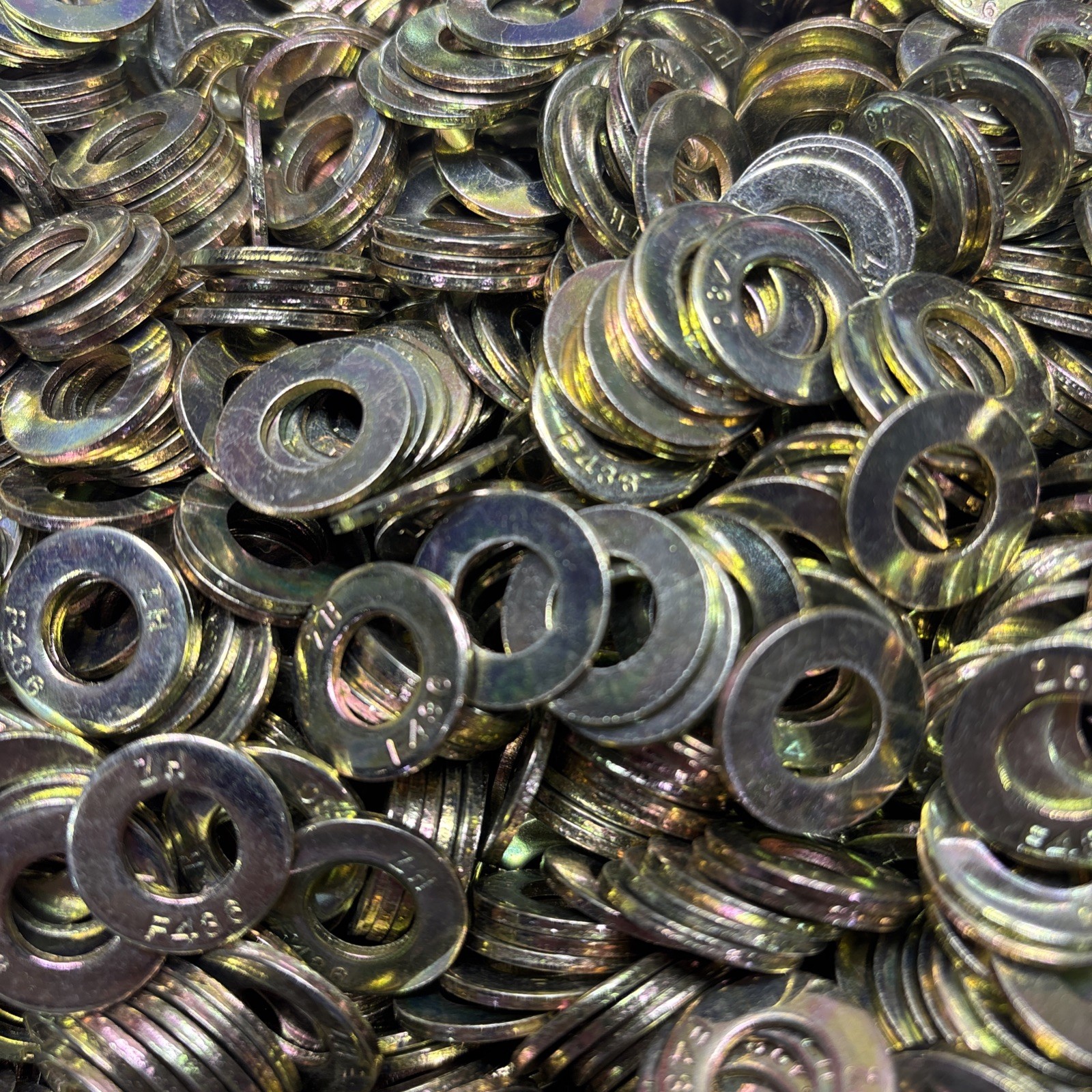 500- 5/16” F436 Structural Flat Washers Zinc Yellow, 11/16” O/D, 0.60” Thick