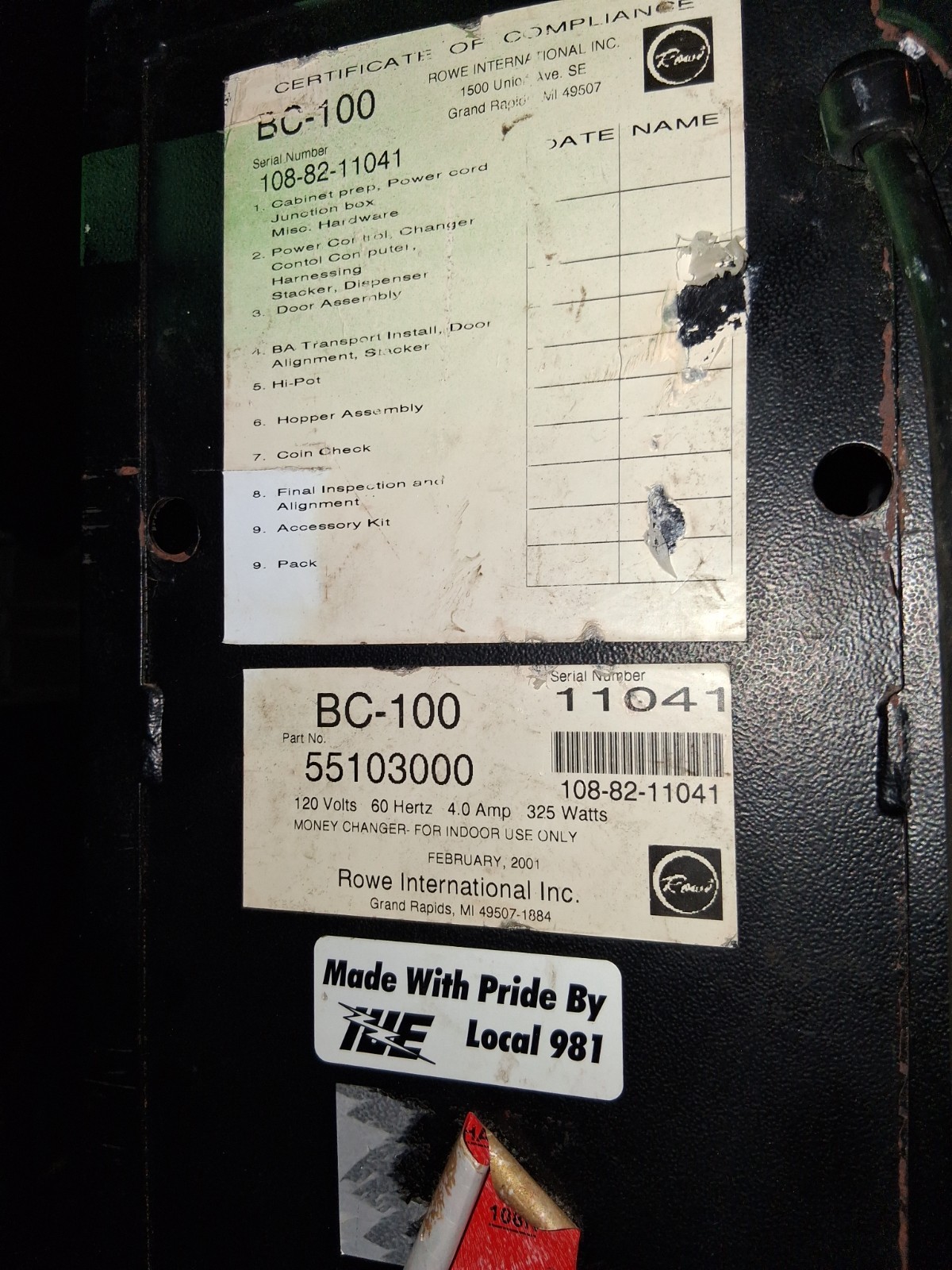 Lot Of (2) 1994 Rowe BC100 Change Machines