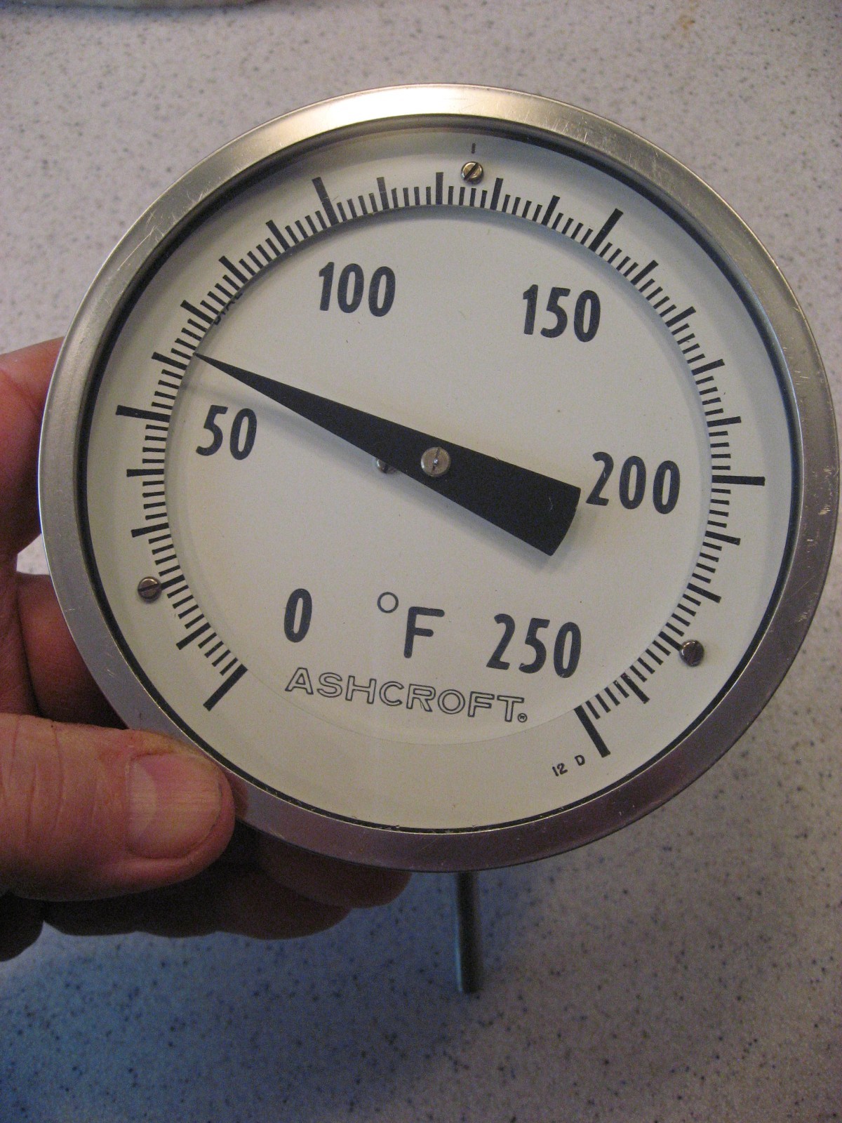 Ashcroft 90-Degree 5″ Dial Temperature Gauge from 0 – 250 Degrees Fahrenheit