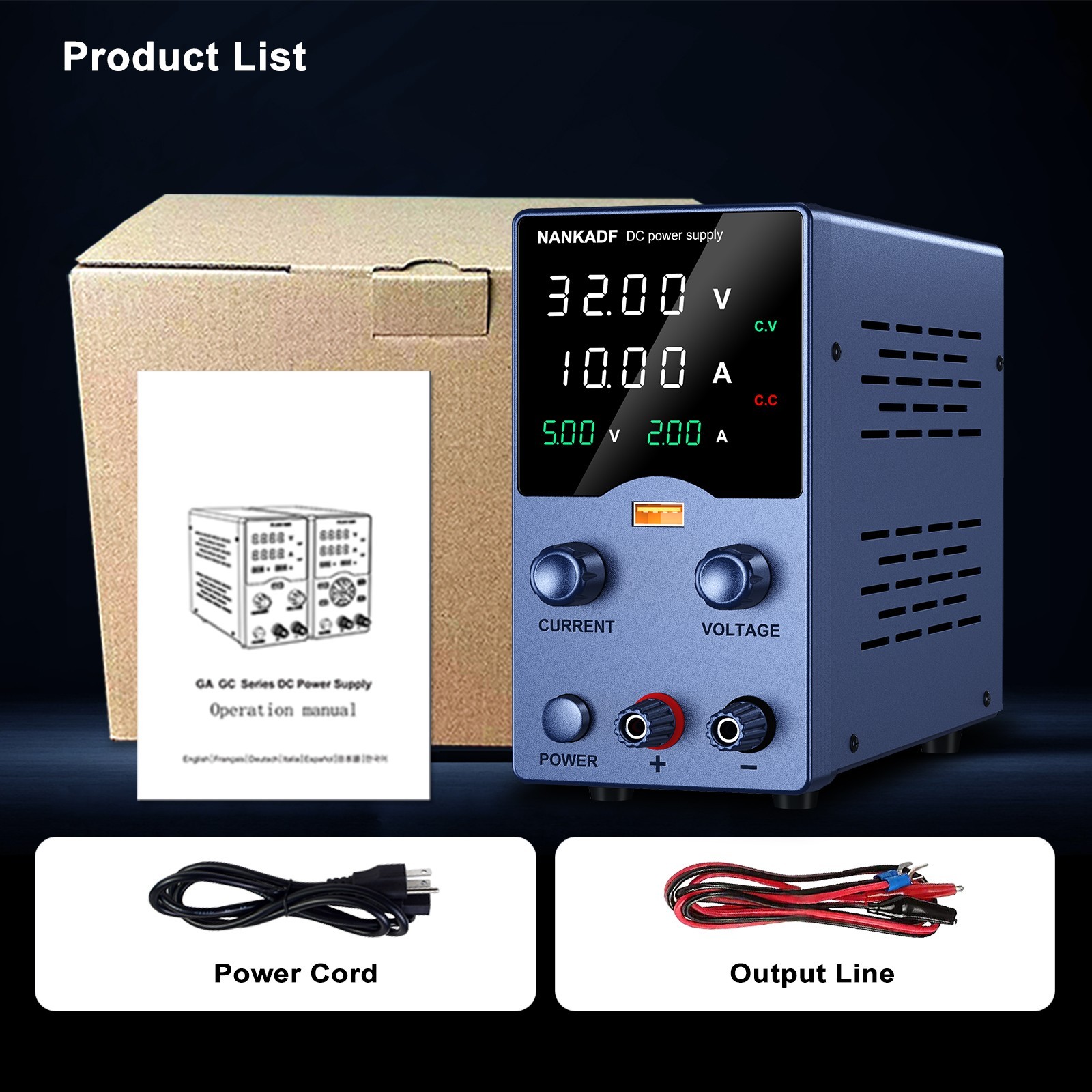 DC Adjustable 0-32V 62V 0-5A 10A Lab Power Supply Variable Programmable Sources