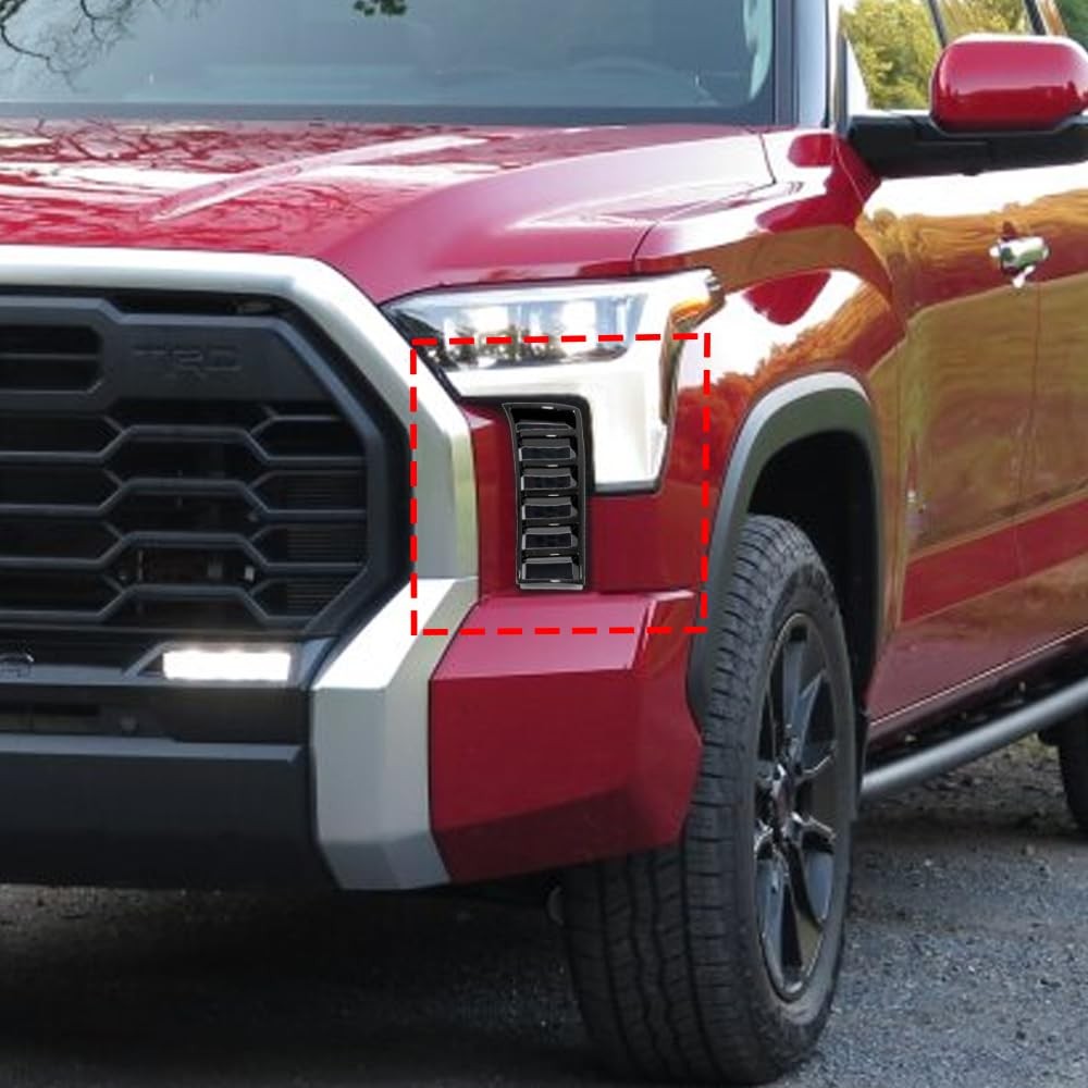 2PCS Black ABS Headlight Intake Grille Frame Cover Trim Toyota Tundra 2022-2025