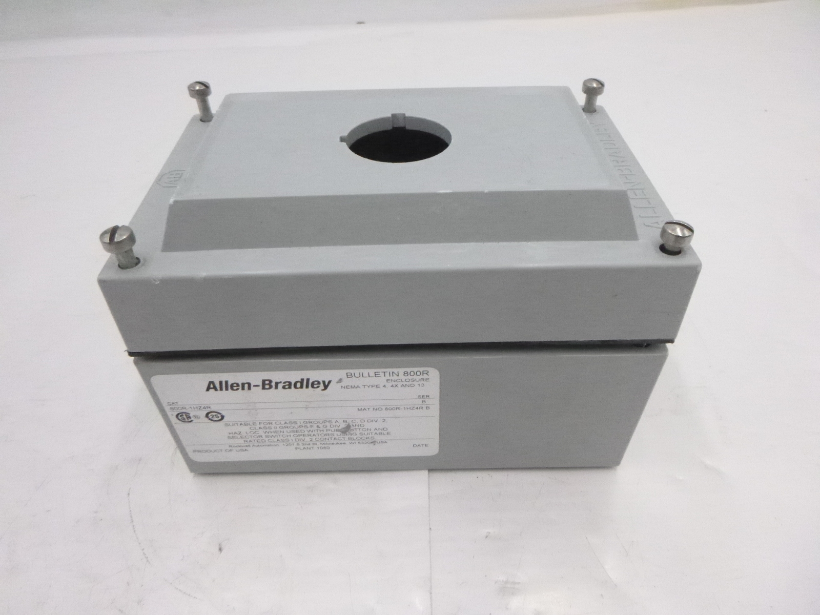 Allen Bradley Push Button Enclosure 800R-1HZ4R For Class I Groups ABCD