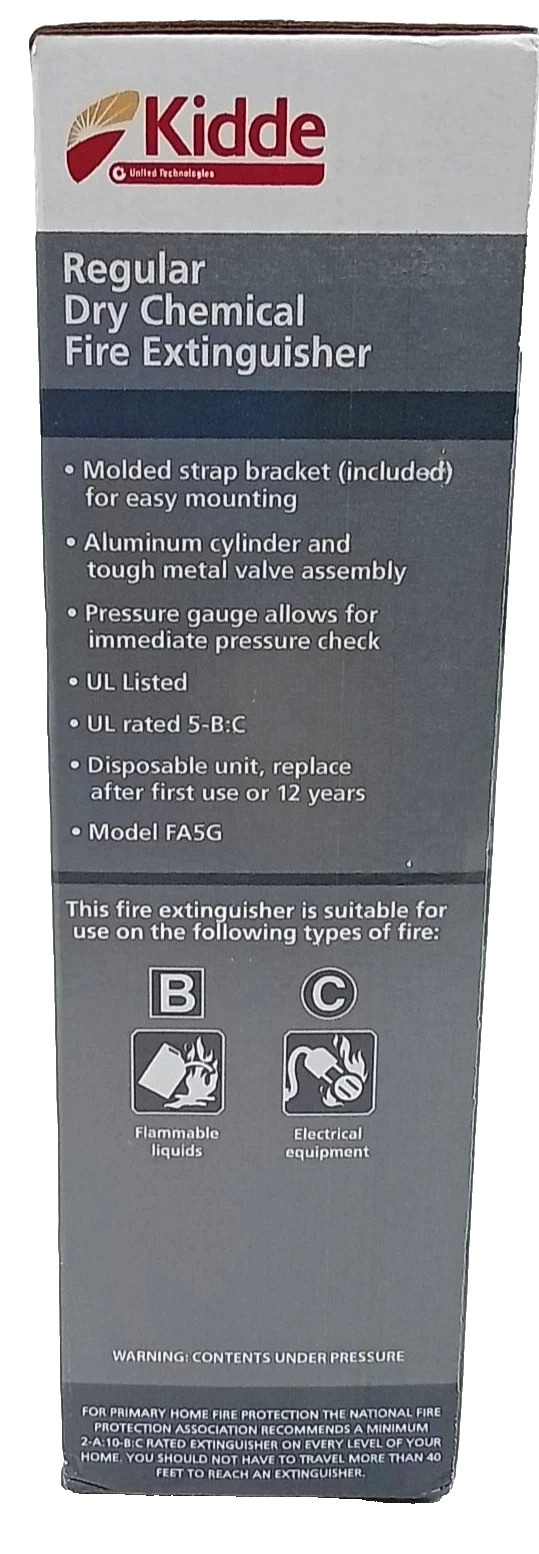 Kidde Regular Dry Chemical Fire Extinguisher, Strap Bracket Included – (3.2 Lbs)