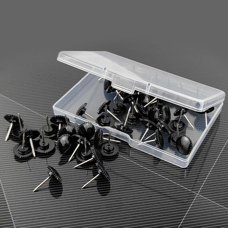 50 Pcs Push Pins, Black Thumb Tacks, Flat Thumbtac