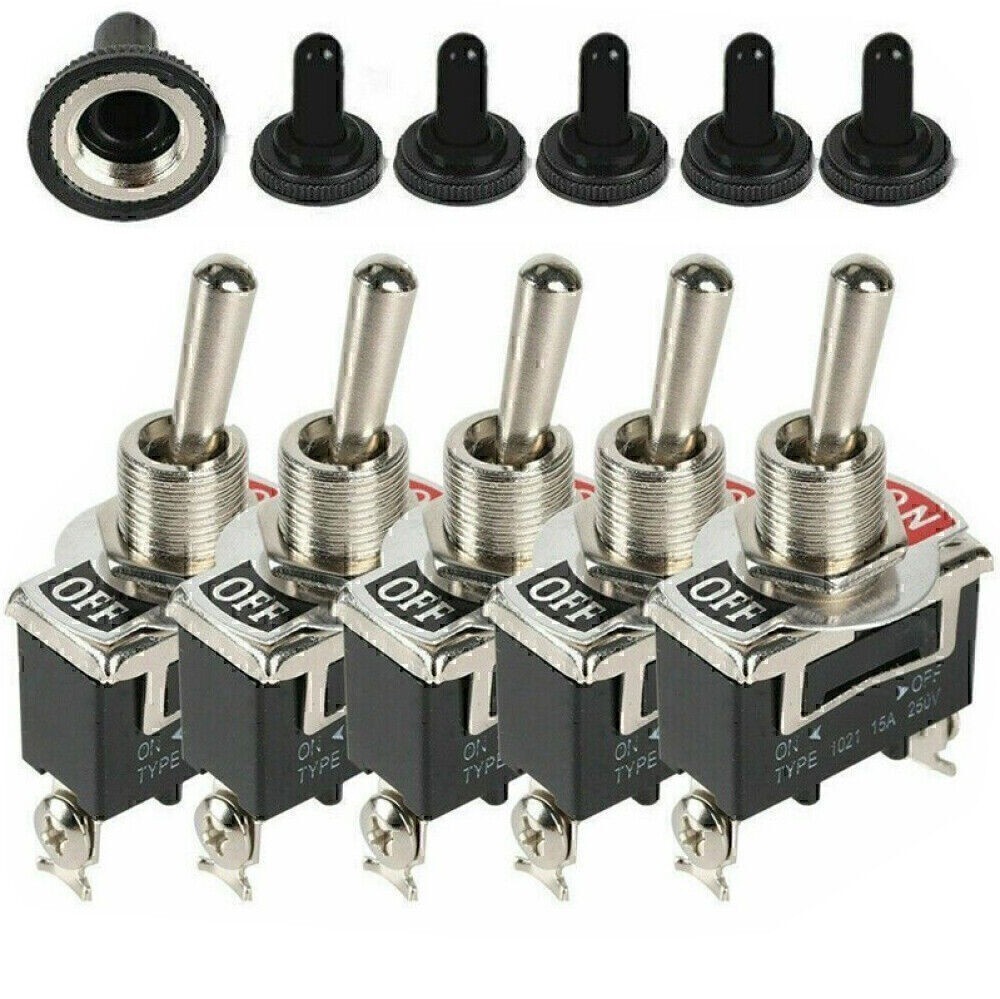 5* toggle switch SPST 12V 24V 250V Volt 15A ON OFF Flick Auto Car Boat 2-pole US