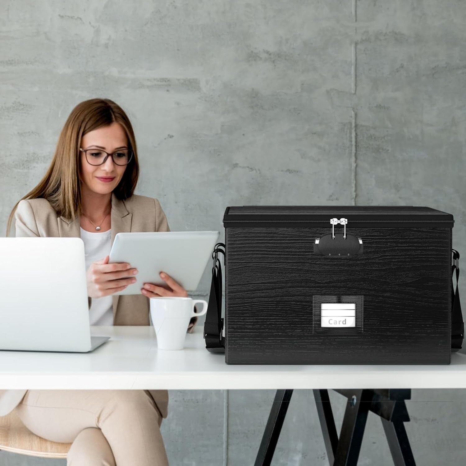 Fireproof Document Box File Organizer – Portable Locking Filing Storage Box