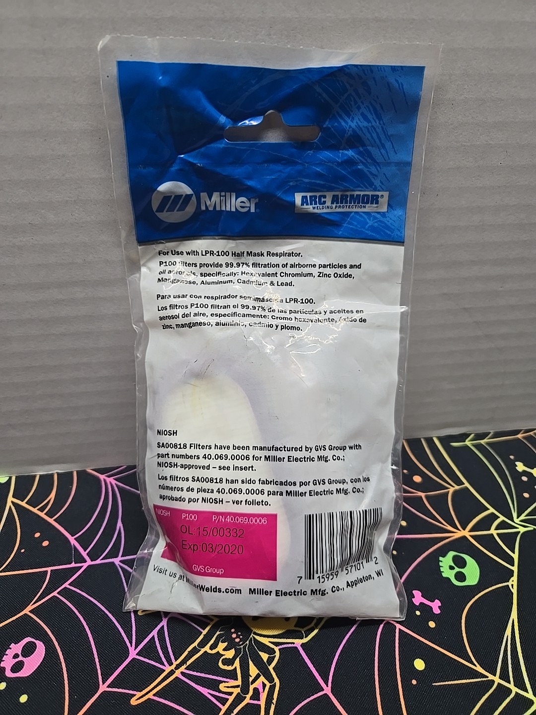 Miller SA00818 Replacement Cartridge P100 Filter Miller Welding Respirator