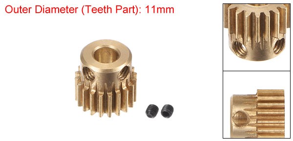 0.5 Mod 20T 4mm Bore 11mm Outer Dia Brass Motor Rack Pinion Gear with Screws