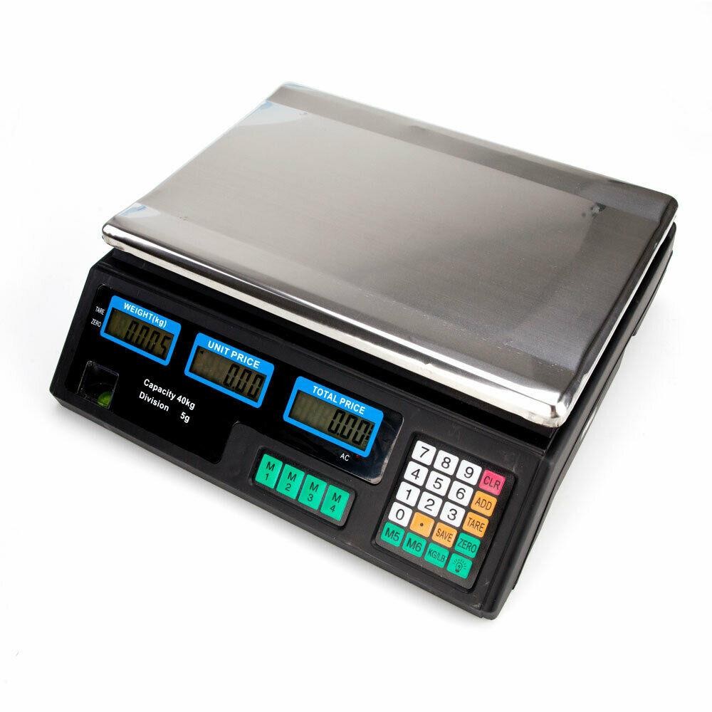 88LB Digital Weight Scale Price Computing Food Produce Deli Backlit LCD Display