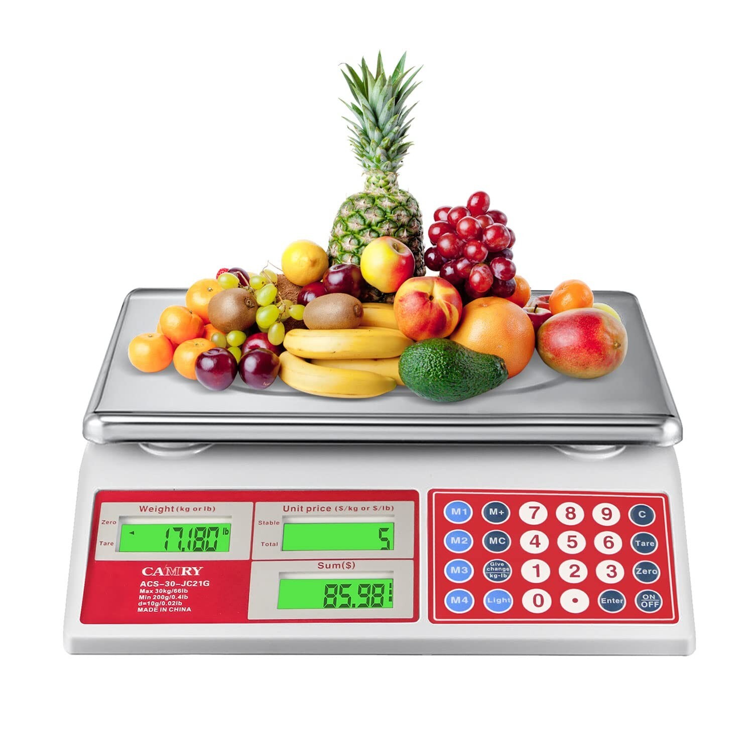 CAMRY Digital Price Computing Scale 66lb/30kg Commercial Produce Scale with S…
