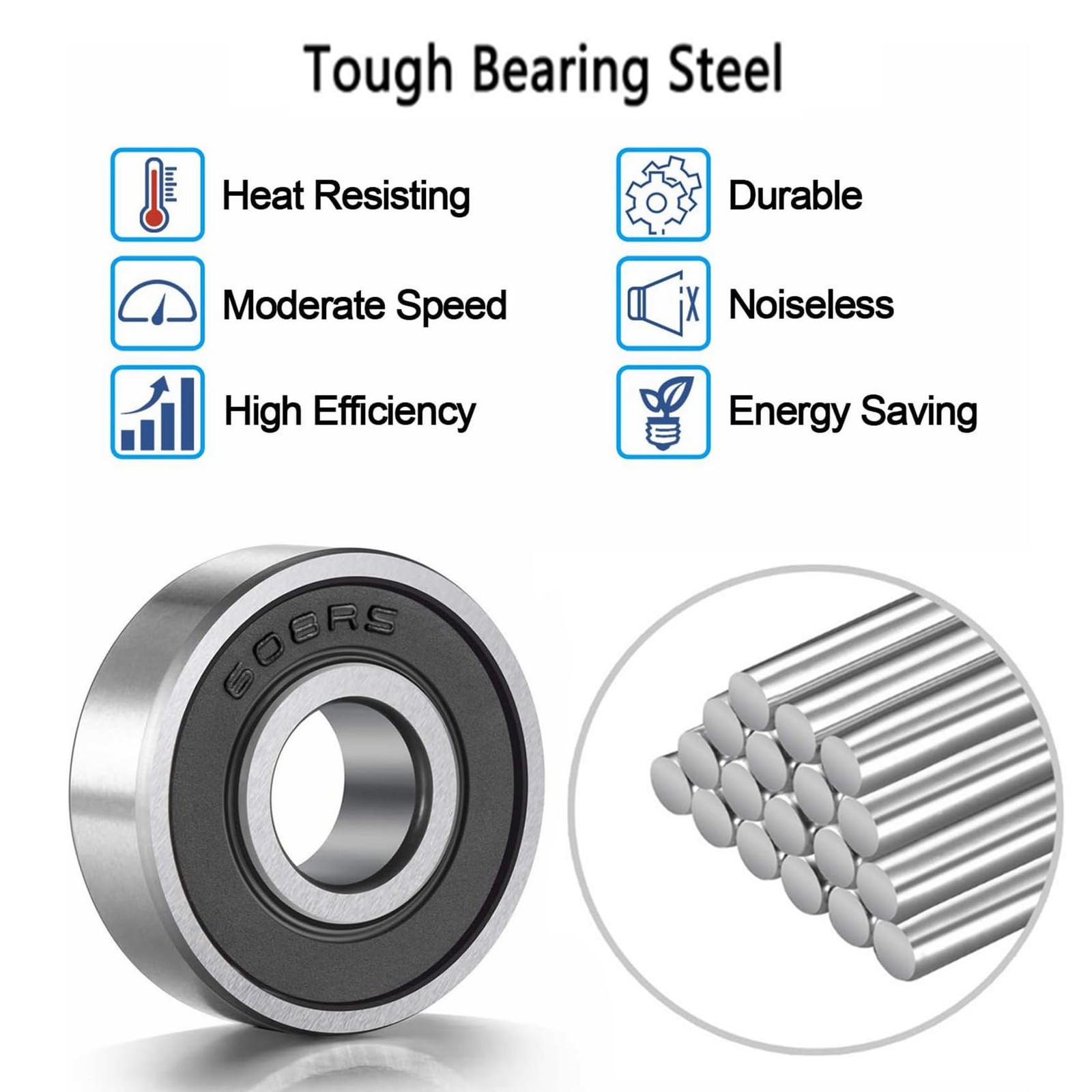 YAMASO 20 Pcs 608 2RS Ball Bearings – Bearing Steel and Double Rubber Sealed …
