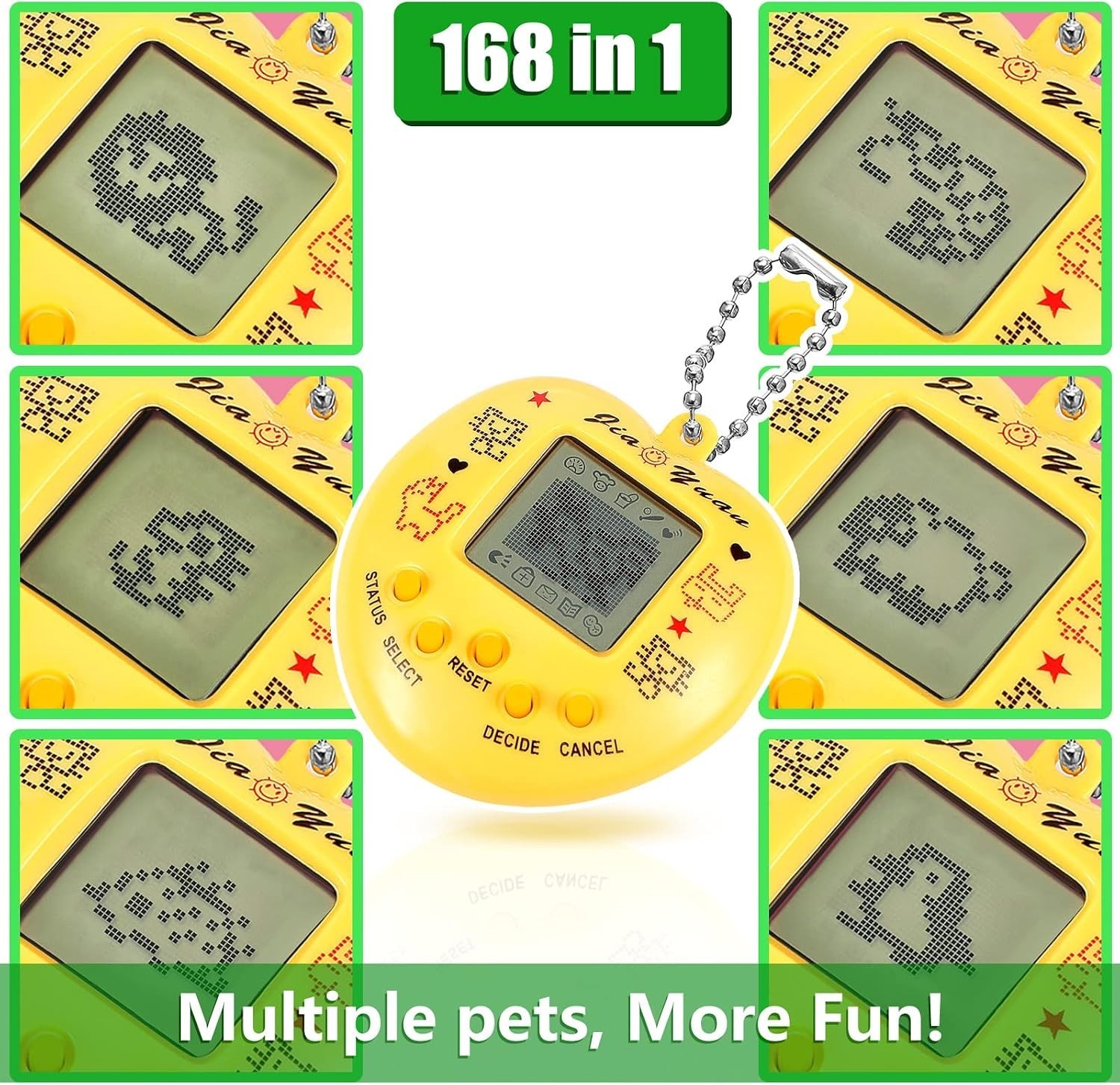 Virtual Electronic Pet Keychain 3Pk Mini Digital Pet Toy Set Classic 3 Color