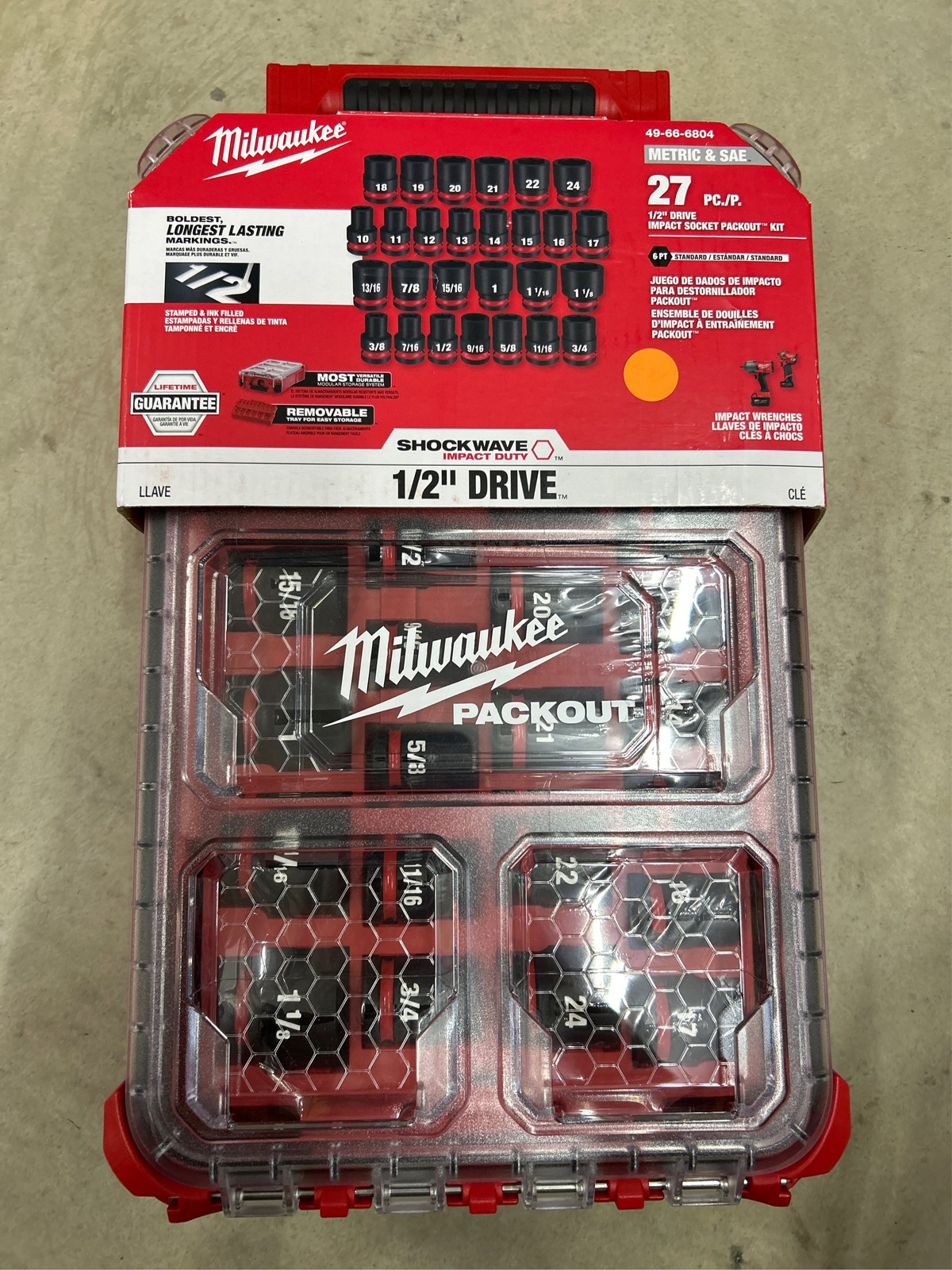 SHOCKWAVE Impact-Duty 1/2 in. Drive Metric and SAE Standard Impact PACKOUT Socke