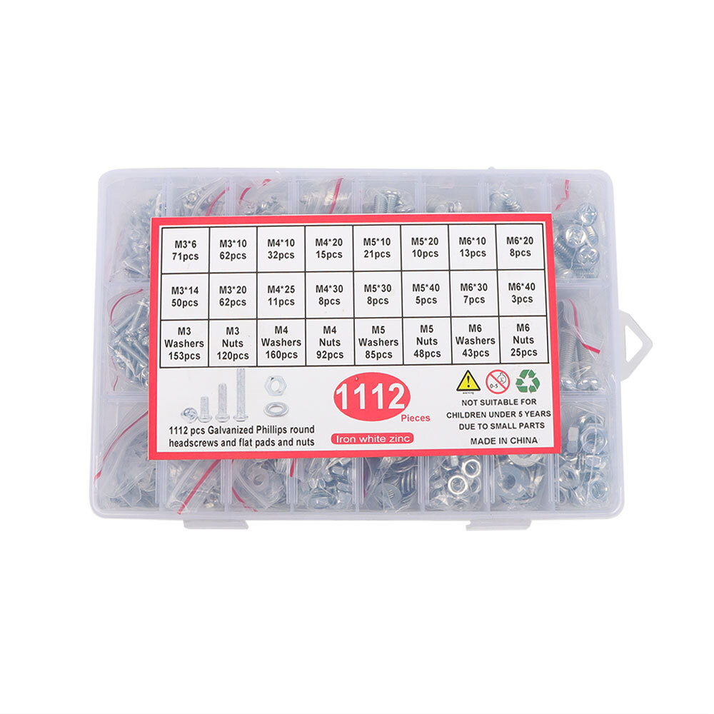 1080 Pcs Screws Bolts and Nuts Assortment Kit, Metric Machine Screws and Nuts