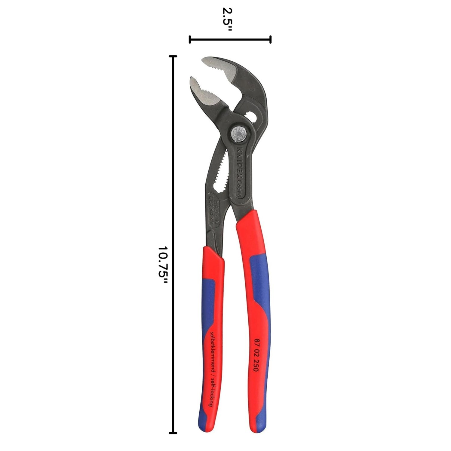 KNIPEX 87 02 250 SBA 10in Water Pump Pliers High Leverage Professional