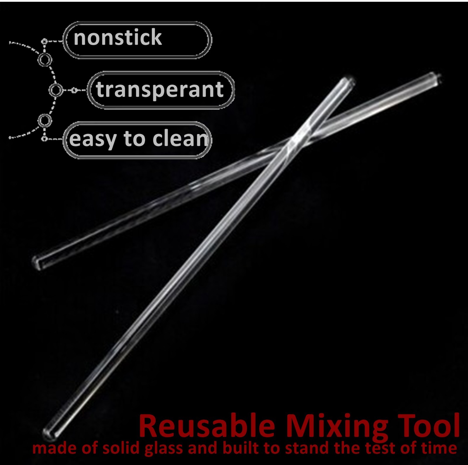 12 Pack Glass Stirring Rods 12″ Length for Science Education, Lab & Kitchen Use