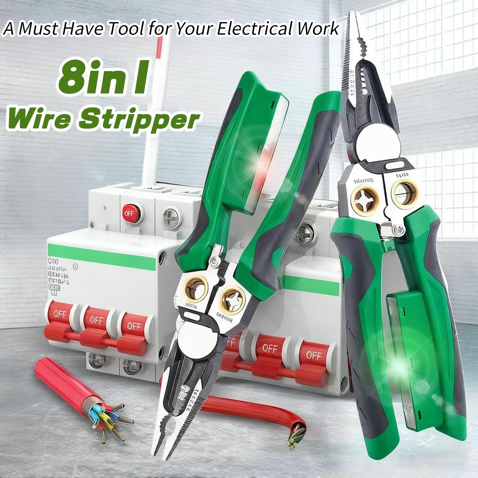 2026 New 8 in 1 Wire Stripper with Voltage Tester, 2 PCS Multifunctional Heav…