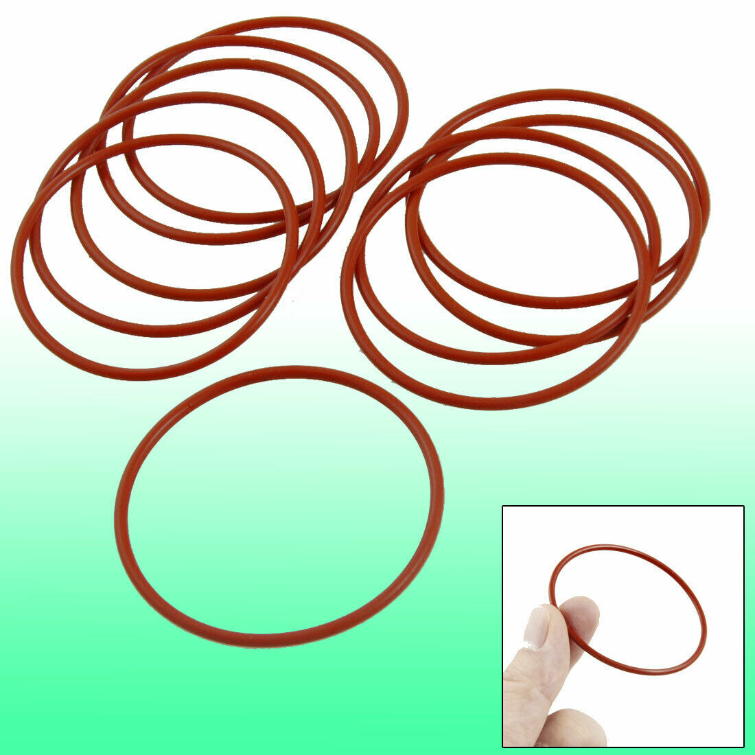 10 Pcs 50mm OD 2mm Thickness Red Silicone O Ring Oil Seals