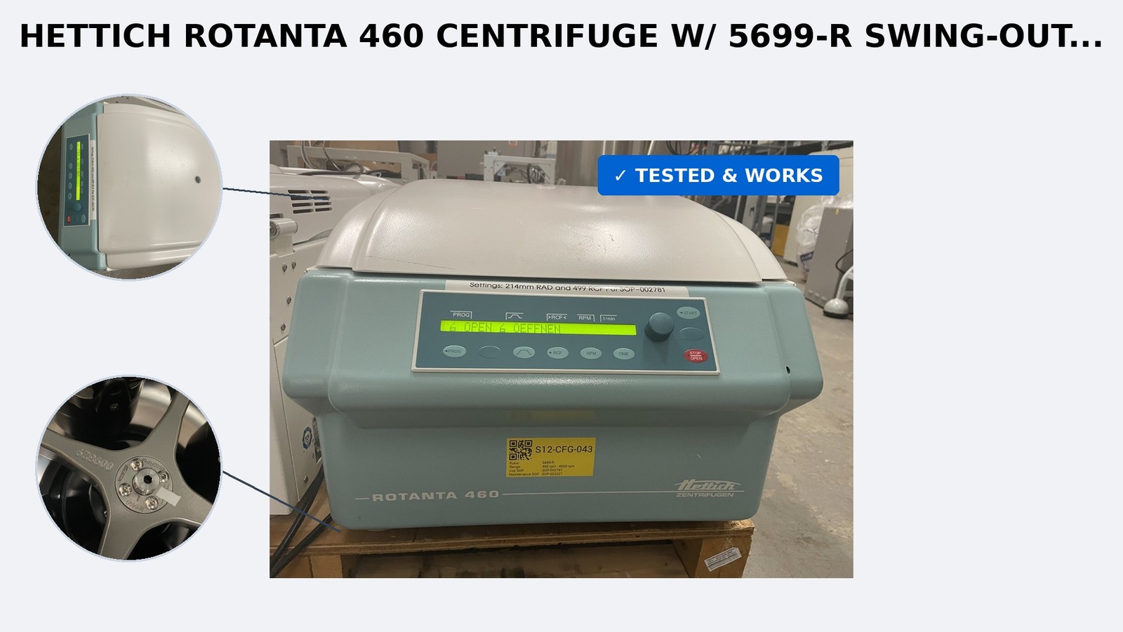 Hettich Rotanta 460 Centrifuge w/ 5699-R Swing-Out Rotor 4600 RPM Lab Benchtop Z