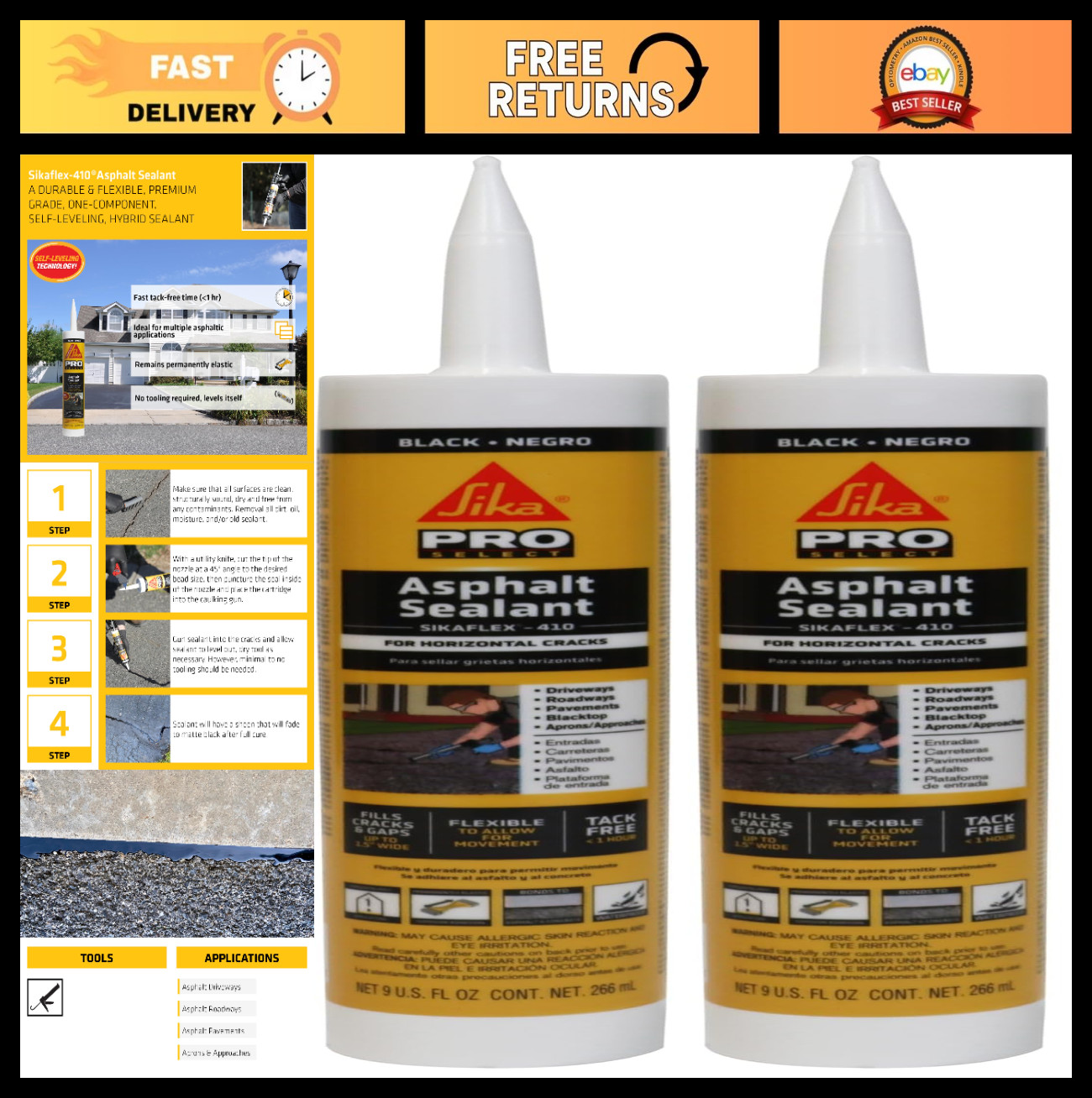 Self-Leveling Asphalt Sealant – Black Hybrid Crack Filler for Driveways & Roads