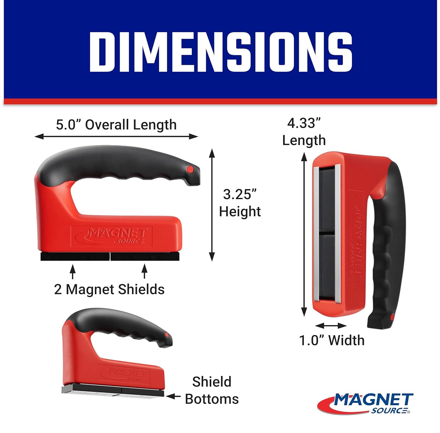 Master Magnetics 100 lb Pull Force Handle Magnet Red 07501 Pack of 3 Strong