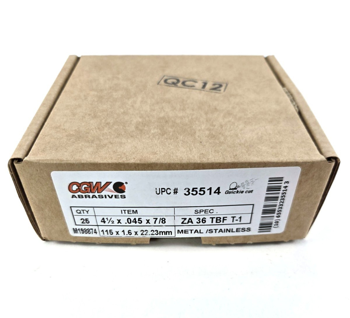 25 CGW Quickie Cut-Off Wheel 4-1/2″ x .045″ x 7/8″ 35514 Metal Stainless Steel