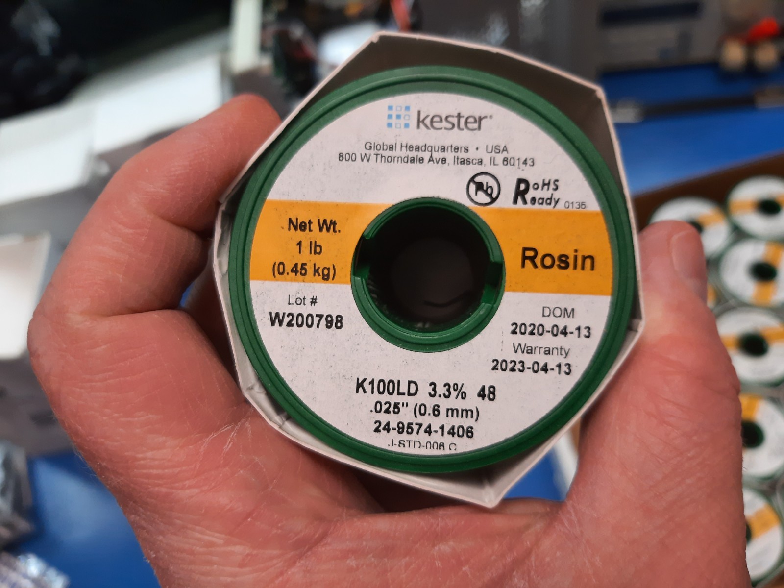 Kester Lead-Free Rosin-Core Solder 0.025″ 1LB Spool, 24-9574-1406 K100LD 3.3% 48