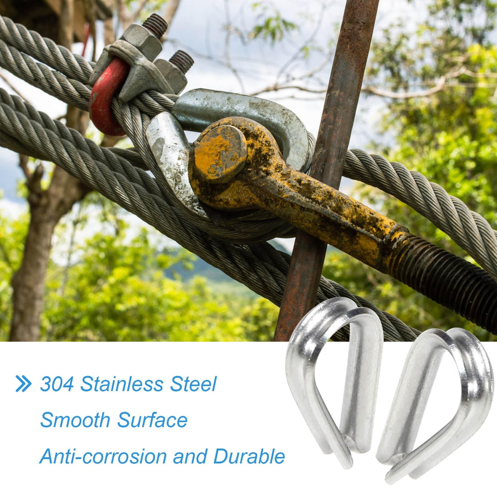 10PCS 3/8 Stainless Steel Wire Rope Thimbles