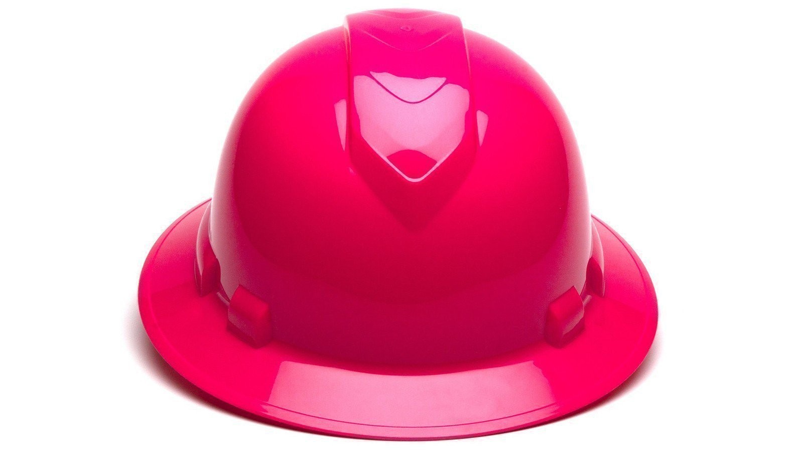 Pyramex Ridgeline Full Brim Hard Hat, 4-Point Ratchet Suspension, Hi-Vis Lime