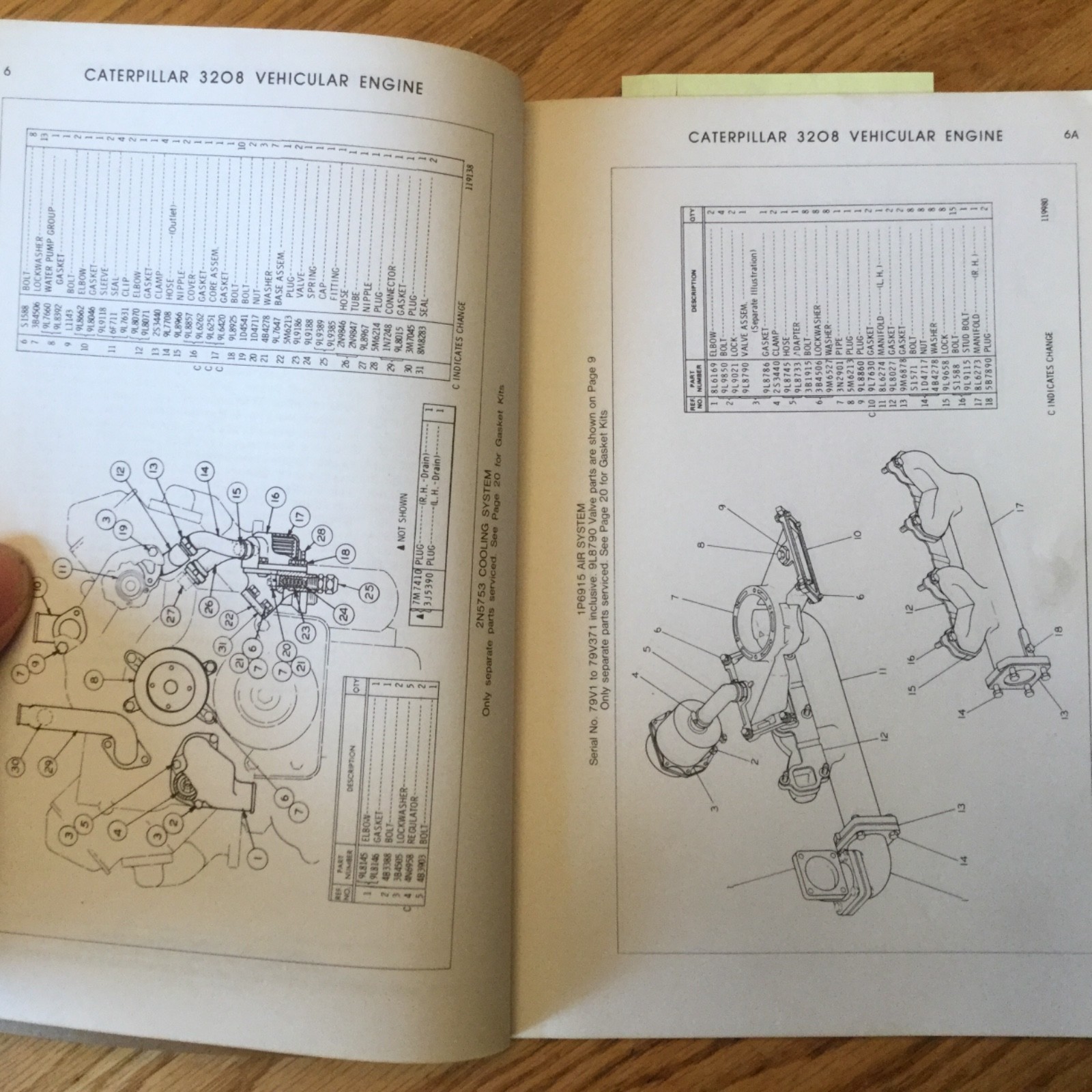 CAT Caterpillar 3208 PARTS MANUAL BOOK CATALOG ENGINE LIST 225, 613 sn 79V1-1407