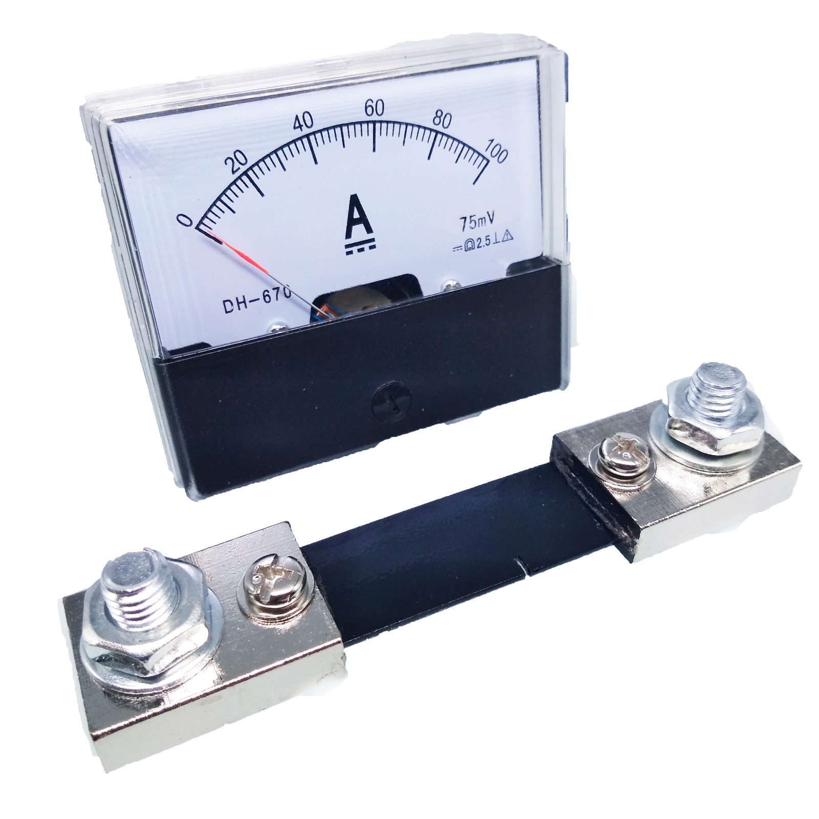 US Stock Analog Panel AMP Current Ammeter Meter Gauge DH-670 0-100A DC & Shunt