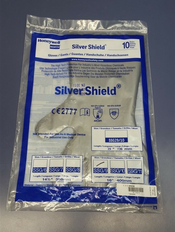 (10 Pair) Honeywell North Silver Shield 2.7 mil Size 9 Chemical Resistant Gloves