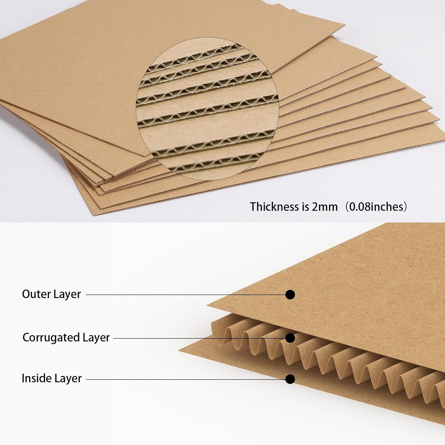 5X7 Corrugated Cardboard Sheets Set of 200, Flat Card Boards Inserts for Craf…