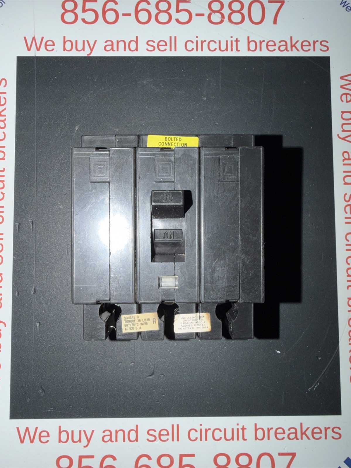 SQUARE D EHB34030 3 POLE 30 AMP 480V CIRCUIT BREAKER