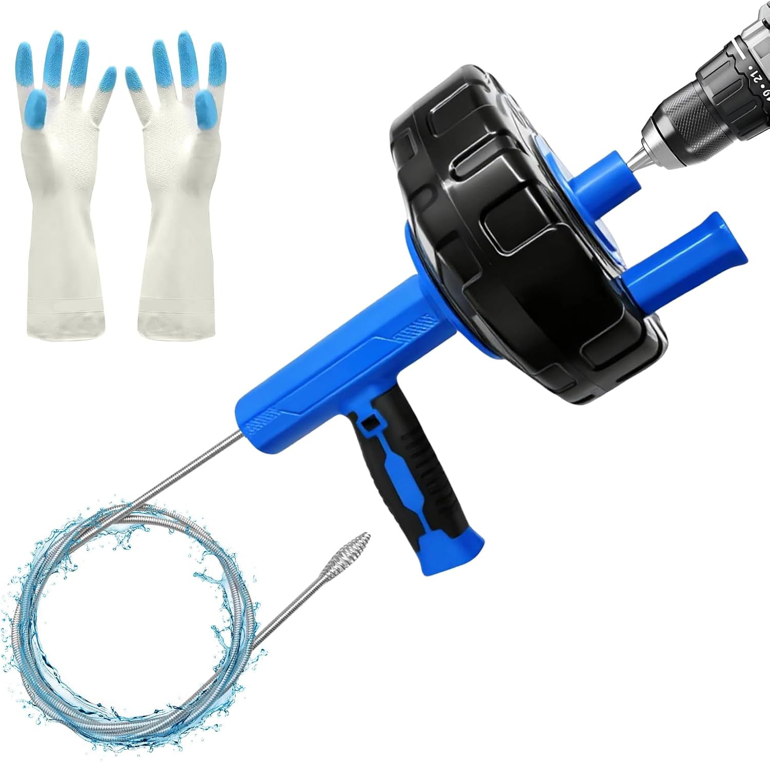 25FT Auto Feed Drain Snake Auger Drill or Manual Hair Clog Remover | 25FT Flexib