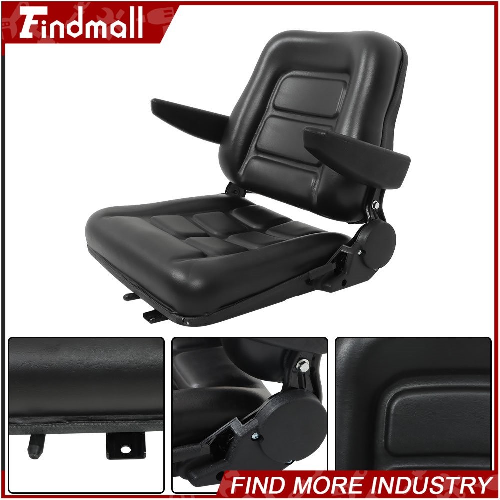 Findmall Universal Forklift Seat Tractor Seat Adjustable Back Seatbelt Armrests