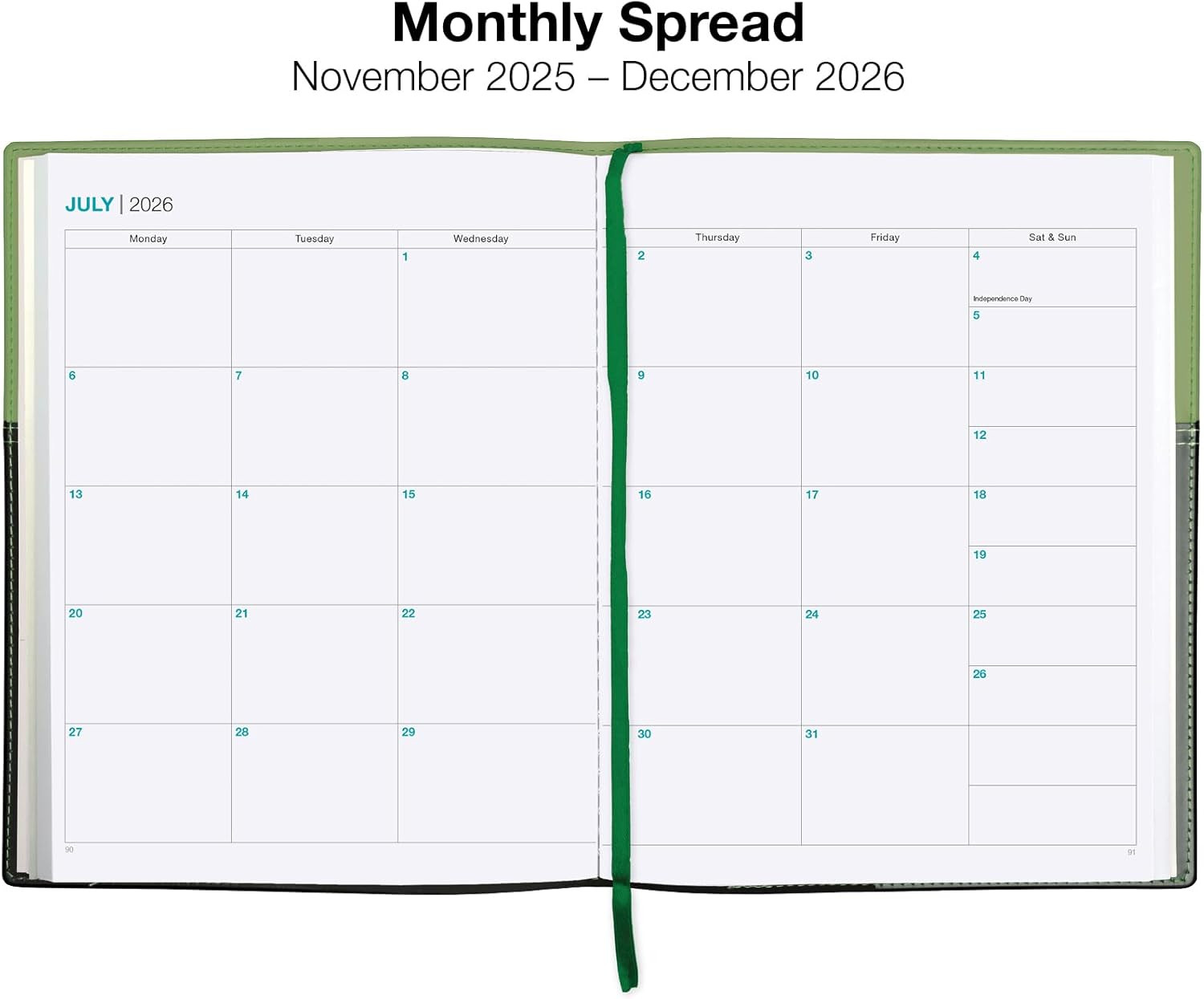 2026 Planner Calendar, 8″x10″ : Includes 14 Months (November 2025 – December 202