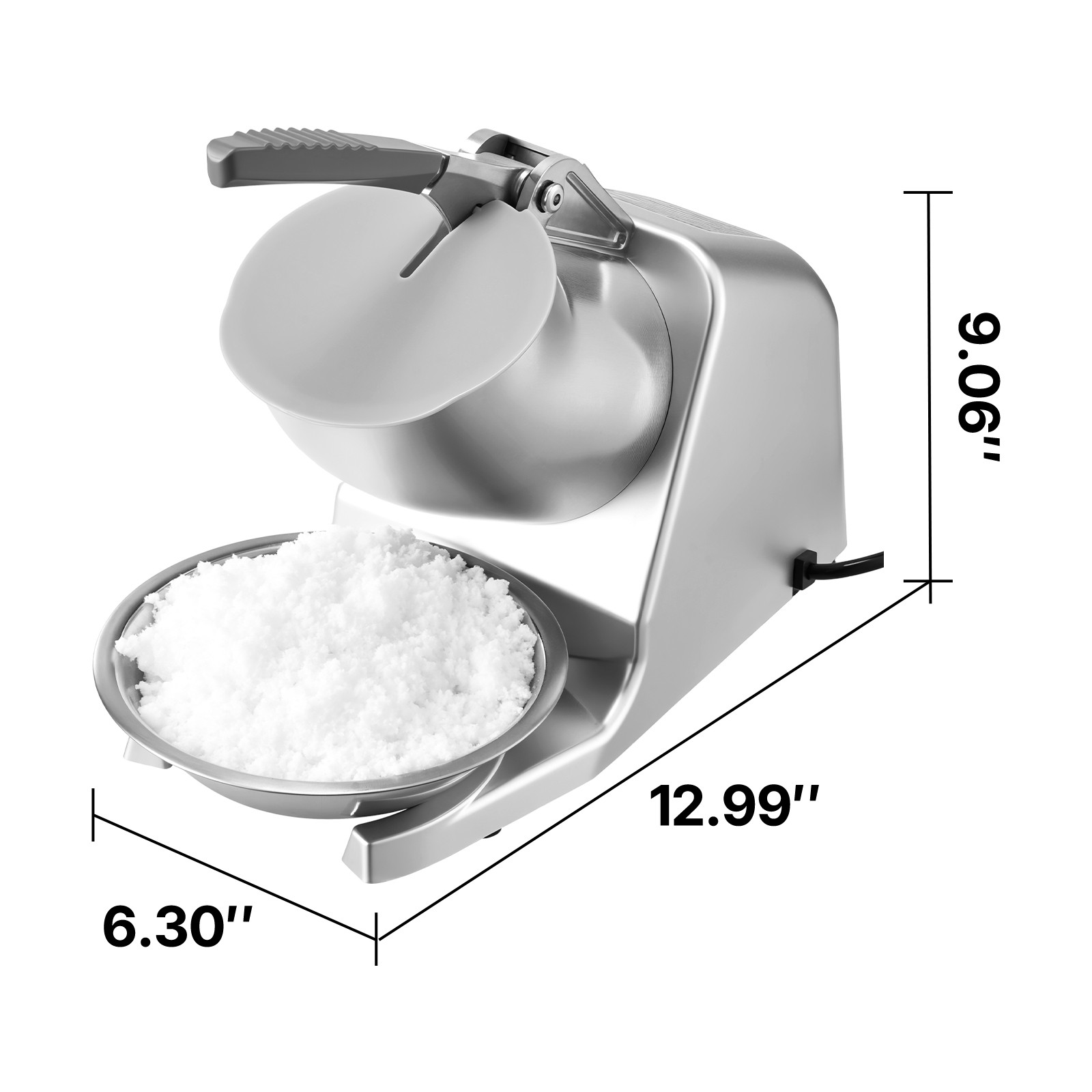 Uimoso Electric Ice Crusher Machine, 286 lbs/hr, Shaved Ice Maker, Silver