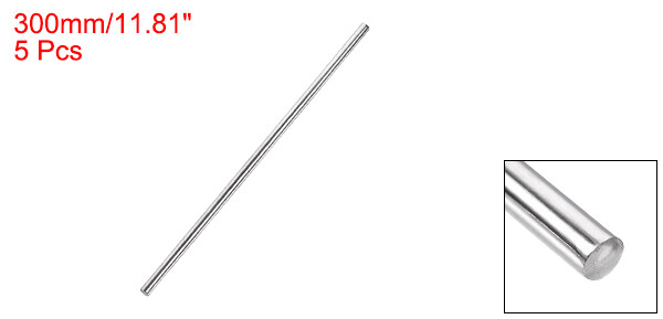 5pcs 5mm x 300mm 304 Stainless Steel Solid Round Rod for RC DIY Craft