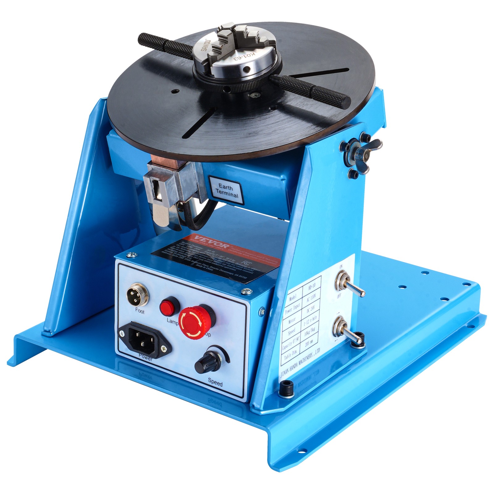 VEVOR 10KG Rotary Welding Positioner 0-90° Positioning Turntable Table 1-12RPM