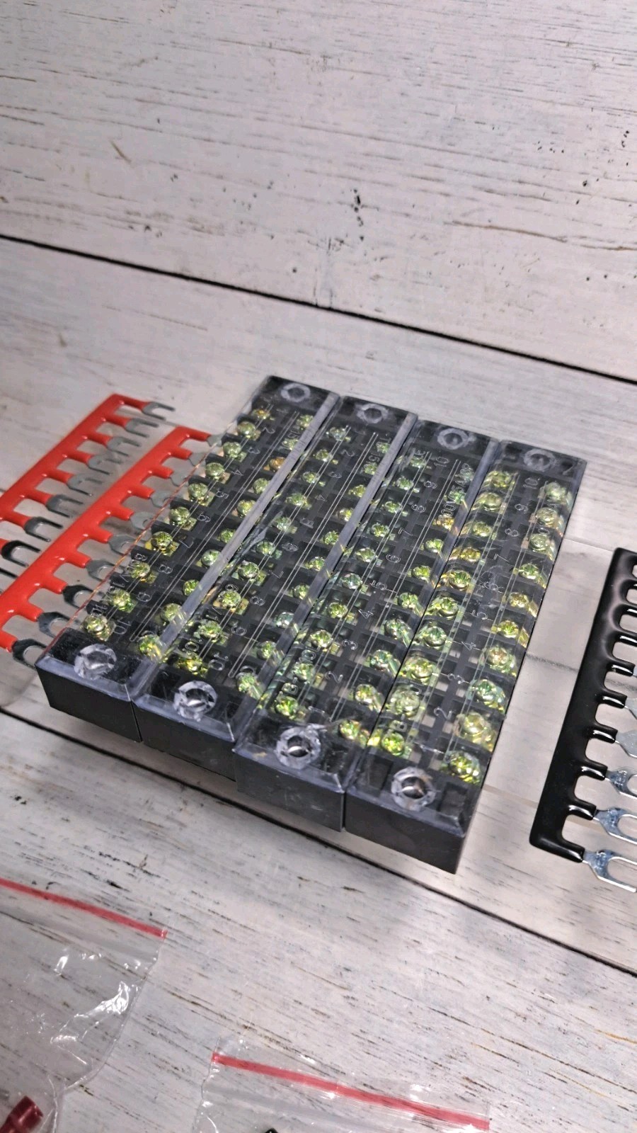 4 Pcs Dual Row Terminal Block, 600V 15A 10 Positions Screw Terminal Block…