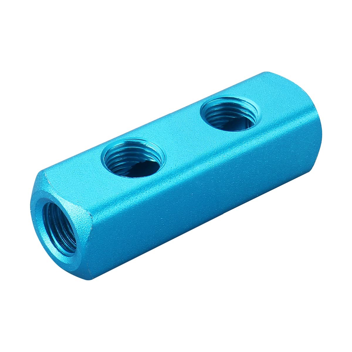 Baomain Aluminum Air Manifold Block, 2Way 5Port, 1/4″ PT Threaded for Pneumat…
