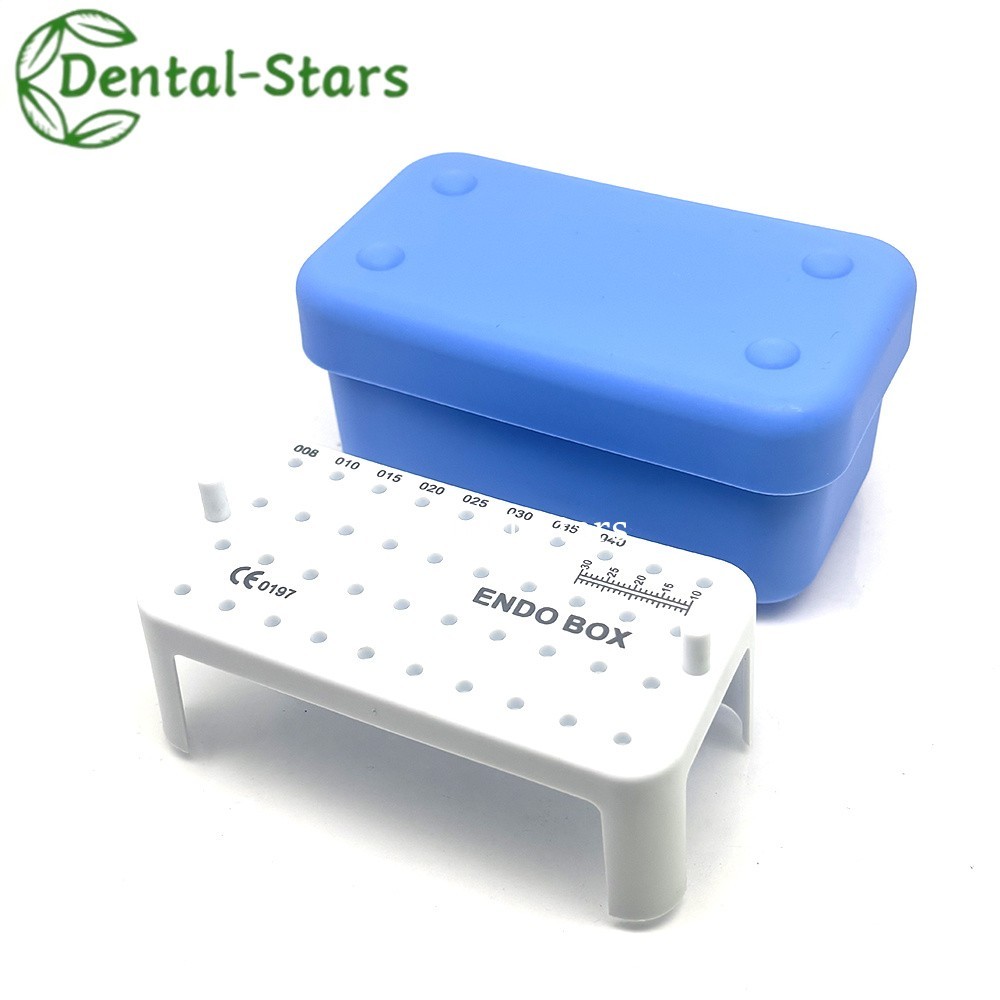 40Holes Dental Endo Box Files Bur Holder Disinfection Box w Mearsuring Ruler USA