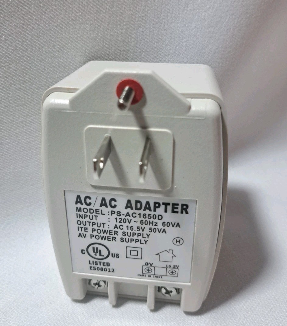 PS-AC1650D 16.5VAC 50VA Plug-In Security Alarm Transformer Adapter