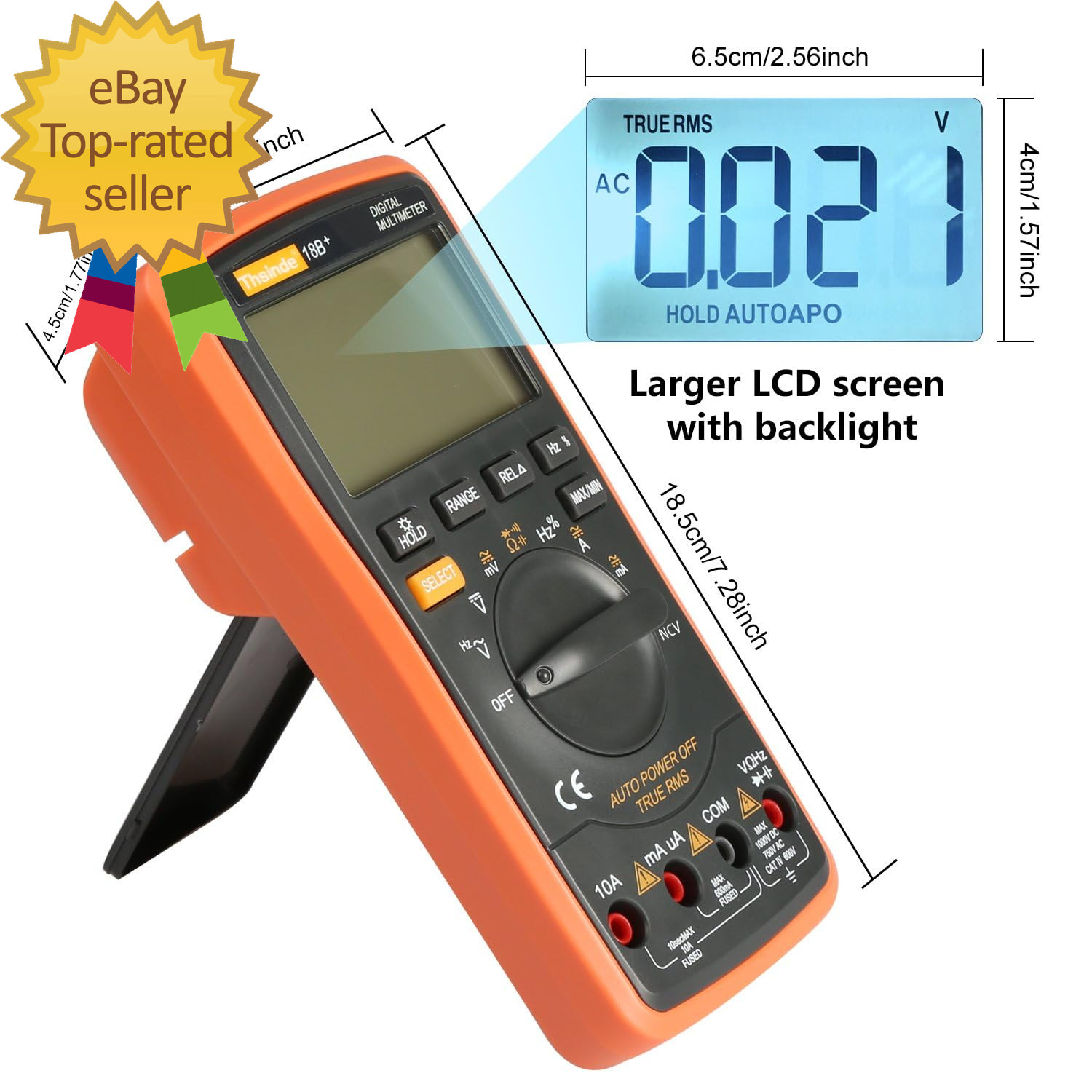 Auto Ranging Digital Multimeter TRMS 6000 with Battery Alligator Clips Test Lead