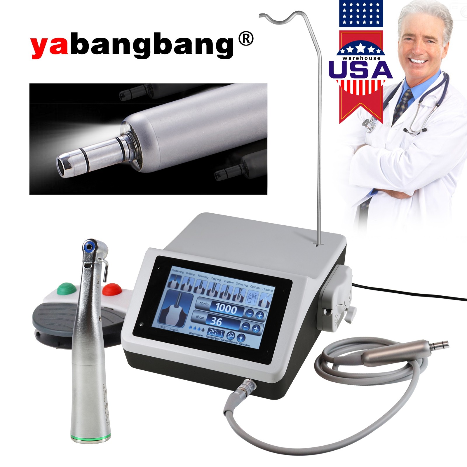 Dental Implant Surgical Brushless Motor + 20:1 LED Contra Angle Handpiece