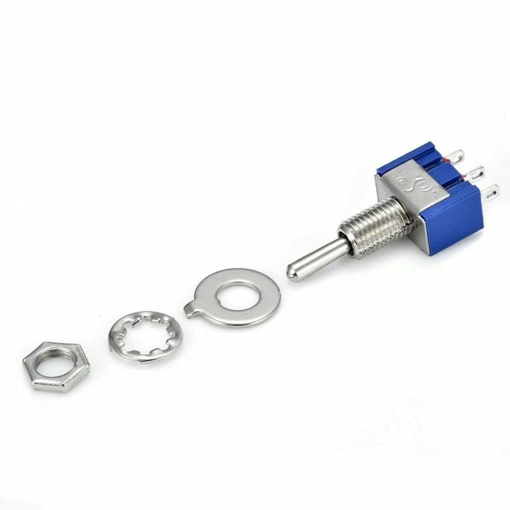 10pcs Blue Silver Toggle Switch 3-Terminal ON/OFF/ON
