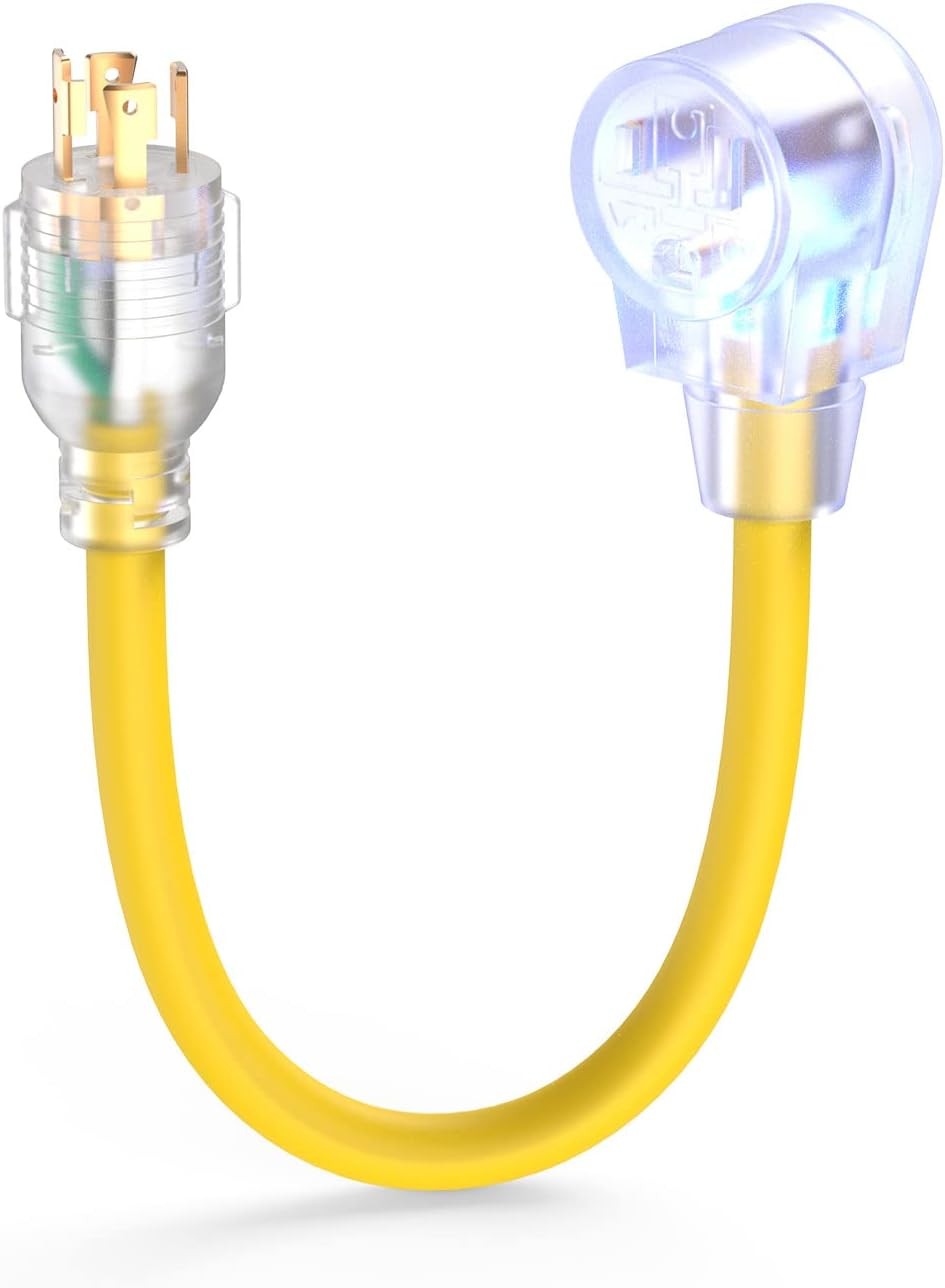 ETL-Listed 30A Generator-Welder Adapter Cord, 125/250V 3.75/7.5kW, 10AWG/3C, 12″